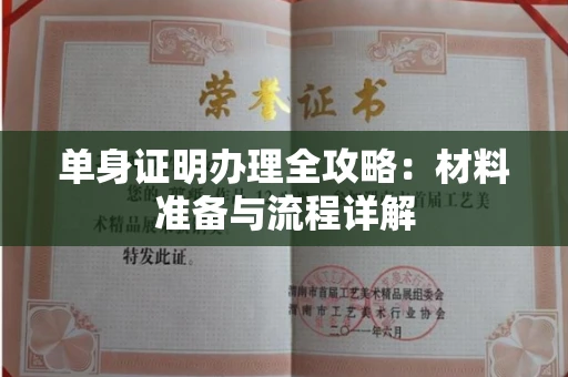 南昌单身证明办理全攻略:材料准备与流程详解